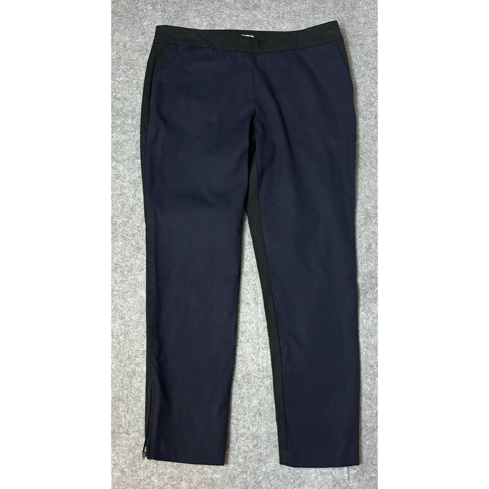 EILEEN FISHER Womens Black Navy Two Tone Stretch Ankle Pants Size PETITE SMALL